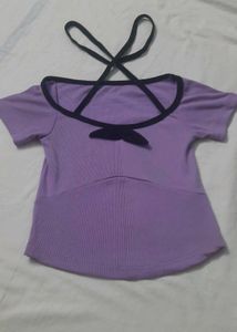 Purple &amp; Black Bow Top