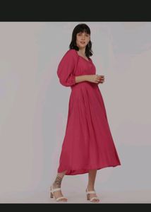 Balloon Sleeved Pink Maxi Dress