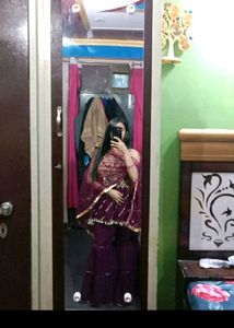 Beautiful Purple Embroidered Sharara