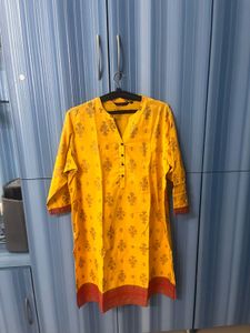 Rang man h Yellow Printed Kurta-Xl