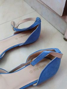 Colourful Blue Ballerina Shoes with Ankle Strap