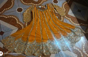 Elegant Yellow Anarkali Kurta with plazo and dupat