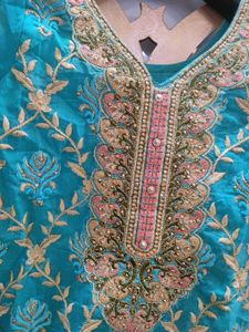 Teal Embroidered Kurti