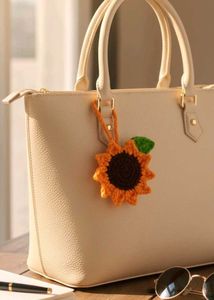 Sunflower Crochet Keychain Charm
