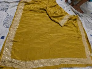 Italian Fabric With Blouse Saree Beautiful Border