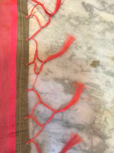 Khaki and pink saree