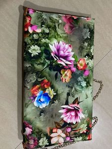 Floral Print Chain Clutch