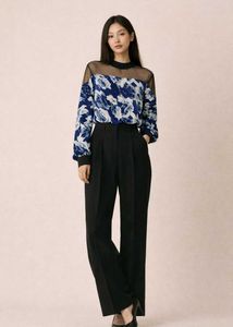 Floral Print Mesh Top