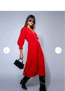H&amp;MRed Wrap Midi Dress