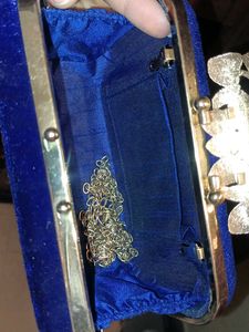 Blue Velvet Beaded Clutch