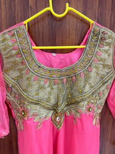Pink &amp; Gold Embroidered gown