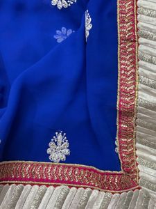 Royal Blue Embroidered Saree