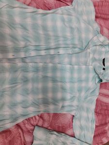 Light Sea Greenish Blue Plaid Button-Down
