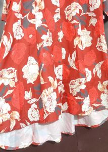 Rust Color Floral Printed Co-Ords Set For 40 Bust