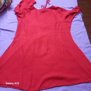 Red Embroidered Tunic Top