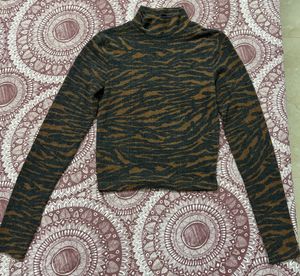 H&amp;M Animal Print High Neck Top