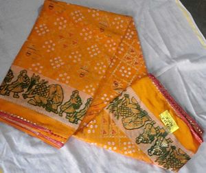 Orange Bandhani Print Saree