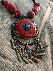 Red &amp; Brown Beaded Necklace