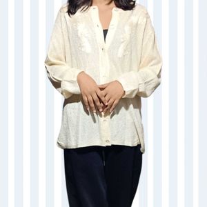 Cream Embroidered Shirt
