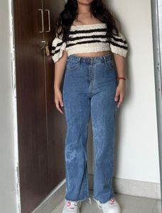 High Waisted Blue Design Jeans