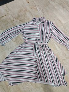 Striped Shirt Dress with Belt