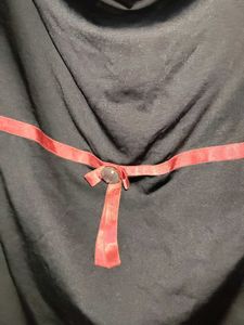 Black Cowl Neck Top with Ribbon Detail