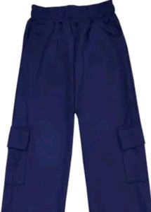 Navy Blue Wide Leg Teack Pants