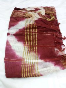 Burgundy Kurti Set with Striped Dupatta