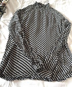 Geometric Print High Neck Blouse