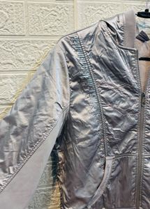 🇮🇹Italy Imported Silver Zip-Up Jacket