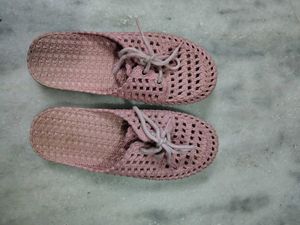Pink Woven Slip-On Sandals