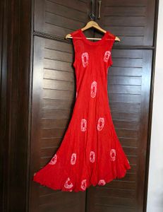 Women Red Tie-Dye Printed Maxi Dress