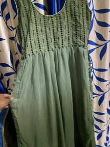 Olive Green Embellished Dress
