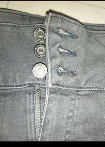 High-Waisted Grey Denim Jeans