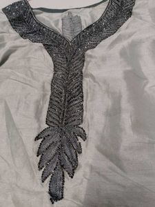 Elegant Silver Beaded Salwar Kameez