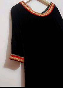 Black Velvet Party Wear Kurti For 34 Bust