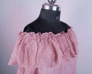 Peach Bardot Top