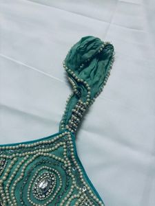 Teal Beaded Mini Dress