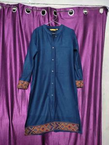 🌸 Blue Kurta Himachali Embroidery