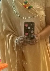 Cream Satin Saree