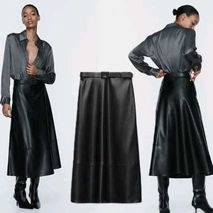 ZARA Faux Leather Circular Skirt