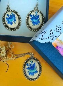 Hand Embroidered Pendant Set