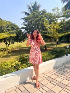 Floral Orange White Dress