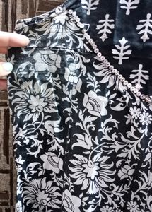 Srishti Sleeveless Black &amp; White Kurti, Size XXL