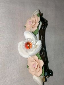 Floral &amp; Shell Hair Clip, Beach Accessory