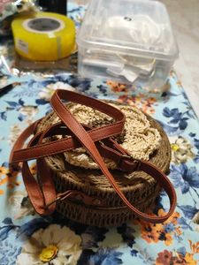 Mauritius Bamboo Offwhite Flower Sling Bag