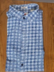 Levi's Slim Fit Blue Cheque Shirt - Size M