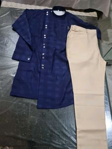 New Men&#39;s Blue Kurta Set(34 Inch Chest)