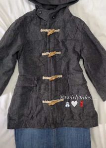 Gray Wool Blend Duffle Coat for teenagers