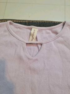 Lilac Ribbed Keyhole T-Shirt